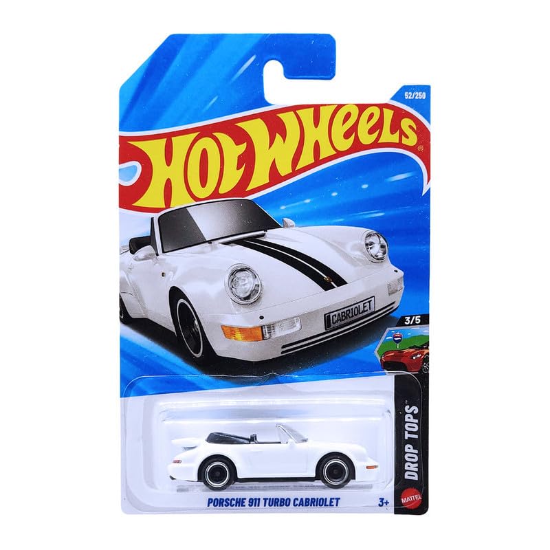 Image of Hot Wheels Porsche 911 Turbo Cabriolet Drop Tops Ages 3 and Up 52 /250 (White)