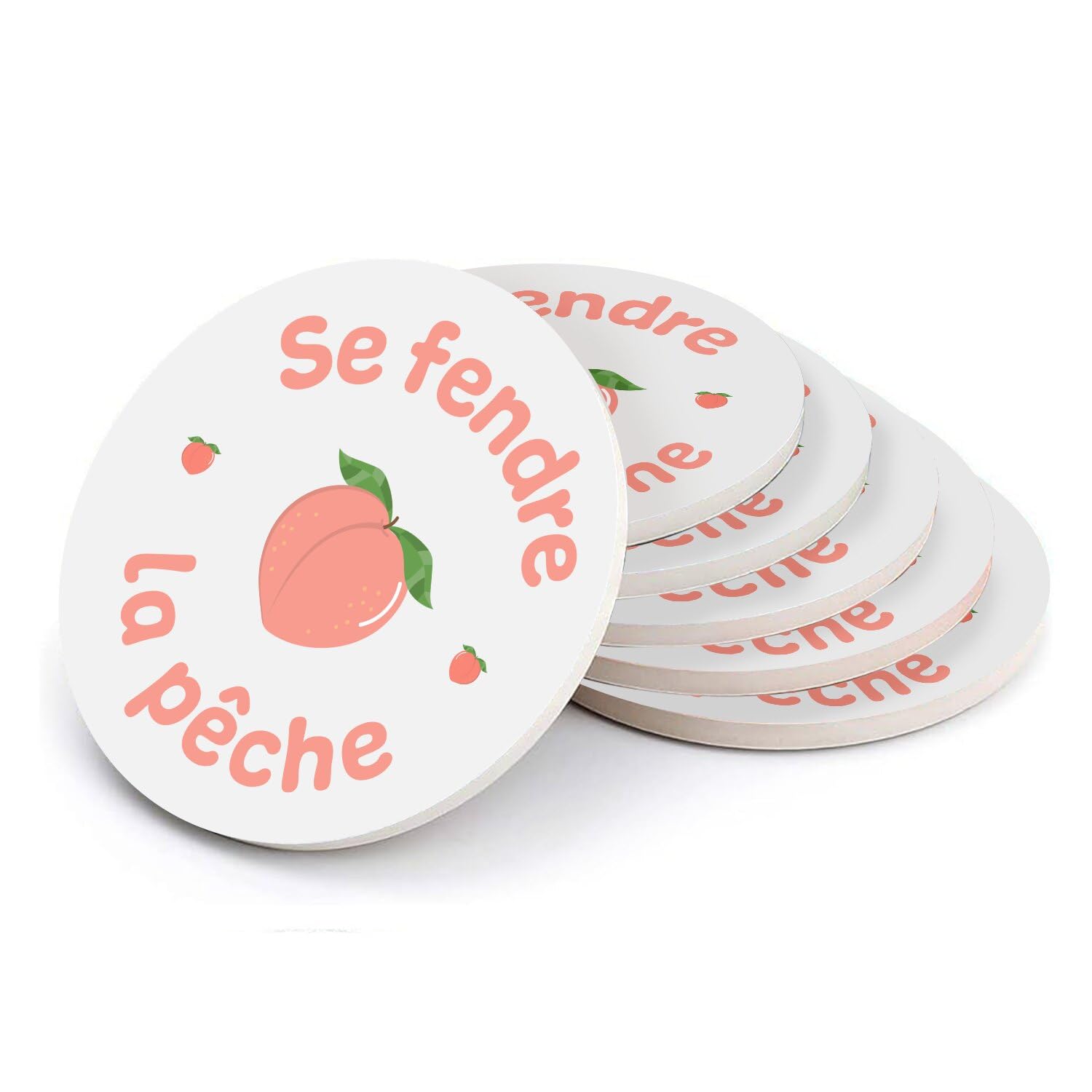 Sous verre ronds en céramique pour apéritif convivial motif expression humour enfant lot de 6