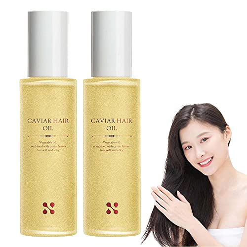 Image of 80ml Salonly Frizz Away Caviar Oil,Anti-Aging Smoothing Anti-Frizz Dry Oil Mist,Soft and Silky Nourishing Repair Hair Long-lasting Fragrance Hair Care Essence Oil (2PCS)