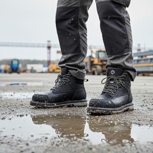 Image of SUREWAY Men's 6 inch Soft /Composite Toe Heavy Duty Waterproof Work Boot GoodyearWelt Oil /Slip Resistant Dual-Density Comfortable Outsole Crazy Horse Leather EH Construction Industrial Safety Work Boots