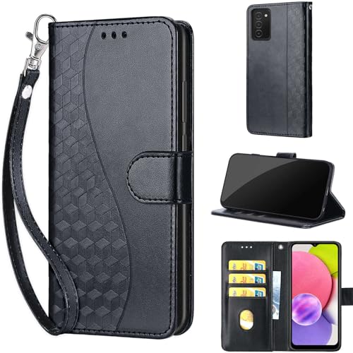 Étui Samsung Galaxy A03s housse portefeuille femme noire antichoc avec porte-carte crédit