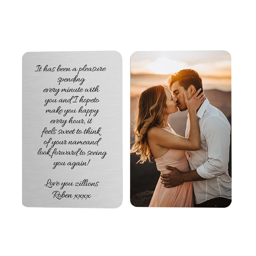 Personalized Metal Wallet Card with Picture - Custom Photo Text Engraved Wallet Insert for Husband Dad Men - Valentines Anniversary Memorial Gifts for Mothers Day Fathers Day (Style 2)