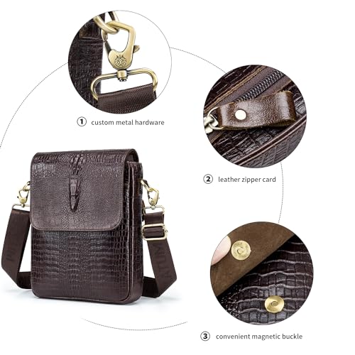 Leather Messenger Bag for Men Medium Crocodile Embossed Mens Handbag Crossbody Shoulder Bag Messenger Man Purse4