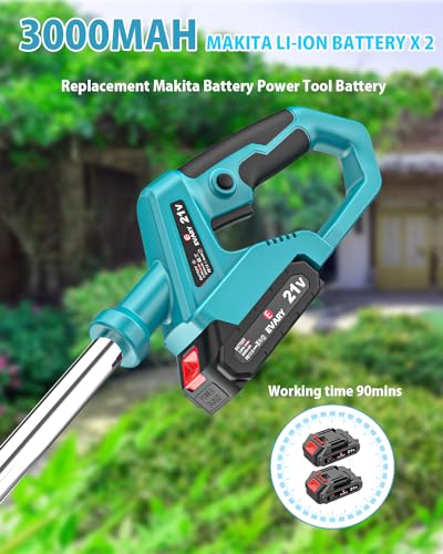 Rasentrimmer mit 2 x 3.0 Akku Freischneider Leichter Rasenmäherschneider für Rasenschneiden, 10 Metall-Fadenspule, 10 Kunststoffklingen, 2 Metallklingen, 1... – Bild 4