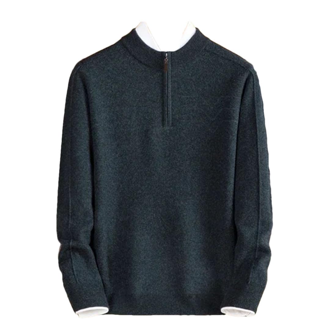 Vogrtcc Maglione Pullover con Cerniera in Cashmere A Collo Alto da Uomo Taglie Forti