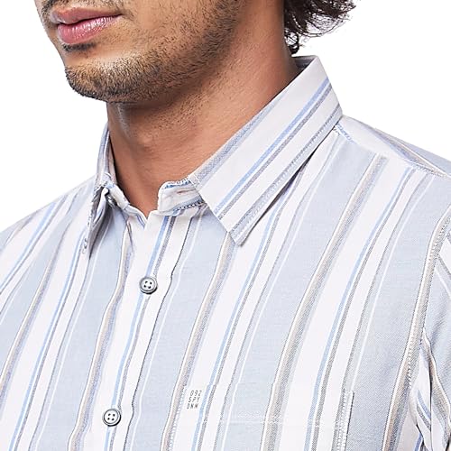 Image of Spykar Men's Regular Fit N /A Half Sleeve Striped Casual Shirts