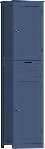 Miniatura 14 de Iwell Armario de baño de 67 pulgadas de alto, armario de almacenamiento con 2 puertas y 1 cajón, armarios de almacenamiento de baño con estantes