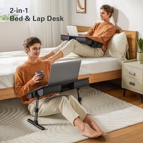 Huanuo B0B3MY89VZ Laptop Bed Desk, Computer Lap Tray For Couch Sofa Floor, Foldable Table With Height Adjustment & 35° Adjustable Tilt Angle thumb #5