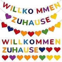 Willkommen Zuhause, Welcome Home, Herzlich Willkommen Girlande, Willkommen Zuhause Banner für Einweihungsparty, Familie Party, Babyshowerparty Deko (Regenbogenfarben)