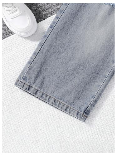 Image of OYOANGLE Girl's 3 Piece Outfits Cami Crop Top and Crochet Hollow Out Tee with Ripped Jeans Pants Set