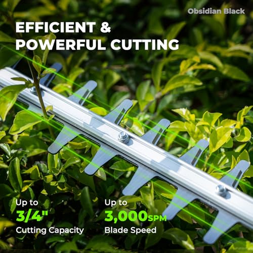 Image of NovorikX 60V 26 inch Cordless Hedge Trimmer Electric Hedge Trimmer with 2.5Ah Battery, Dual-Action Blades, 3 /4 inch Cutting Capacity, 3,000 SPM Blade Speed, Wrap-Around Handle, Lightweight Obsidian Black