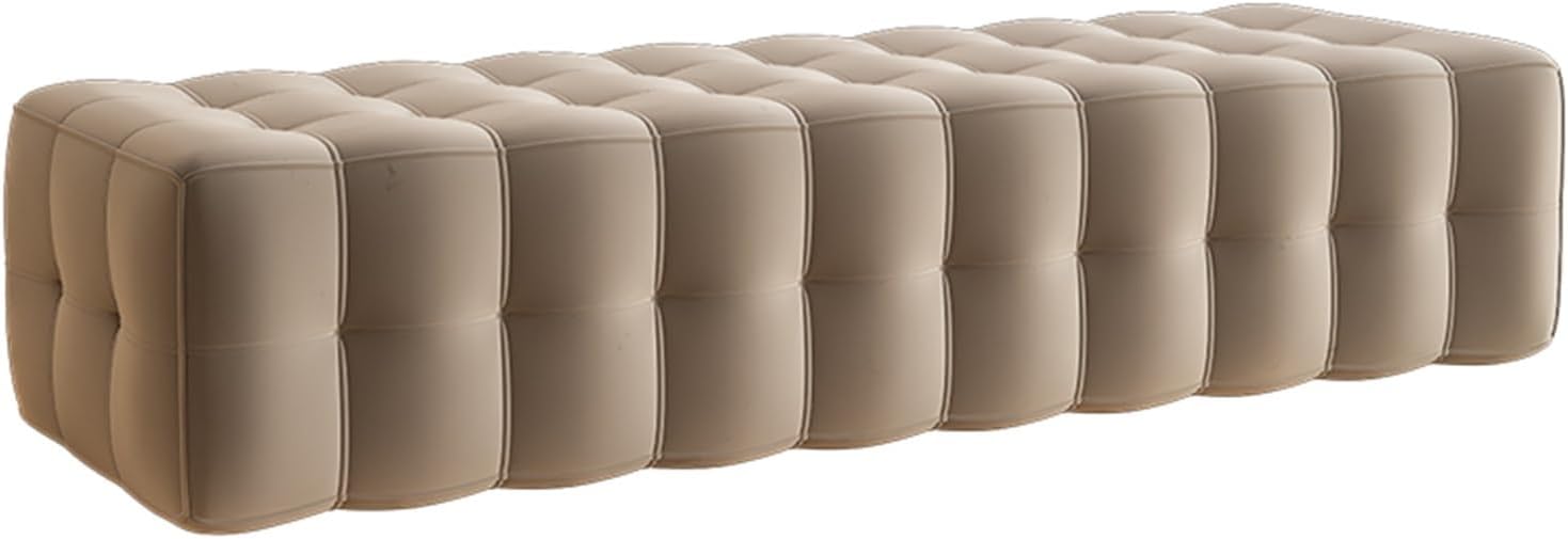 Modern Tufted Ottoman Bench, Upholstered Bedroom Benches Footrest Stool Accent for Entryway Dining Room Living End of Bed Entryway(Brown,100 * 50 * 36cm)