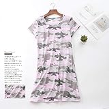 Nachthemd Negligees Sexy Plus Size Sommer Frauen Nachtkleid Kurzarm Nette Cartoon Nachthemden Süße Lässige Nachtwäsche Pyjama Frauen Schlafkleid XL Camouflagepinkb