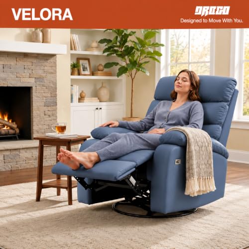 Image of DROGO Velora Electric Motorised Recliner Sofa 1 Seater with Rocking, Revolving & Rapid Recline Technology | Recliner Chairs for Home with Premium PU Fabric & Padded Body, 1 Year Warranty (Dark Grey)