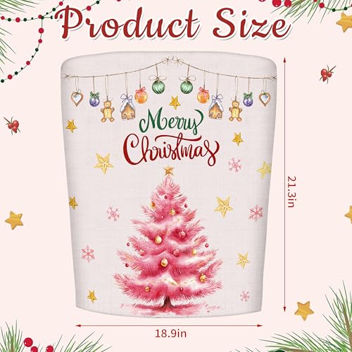 Image of Christmas Chair Covers Set of 6 Pink Nutcracker Christmas Tree Chair Back Covers Holiday Dining Chair Slipcovers Protector Kitchen Dining Room Decor Festival Party Decoration