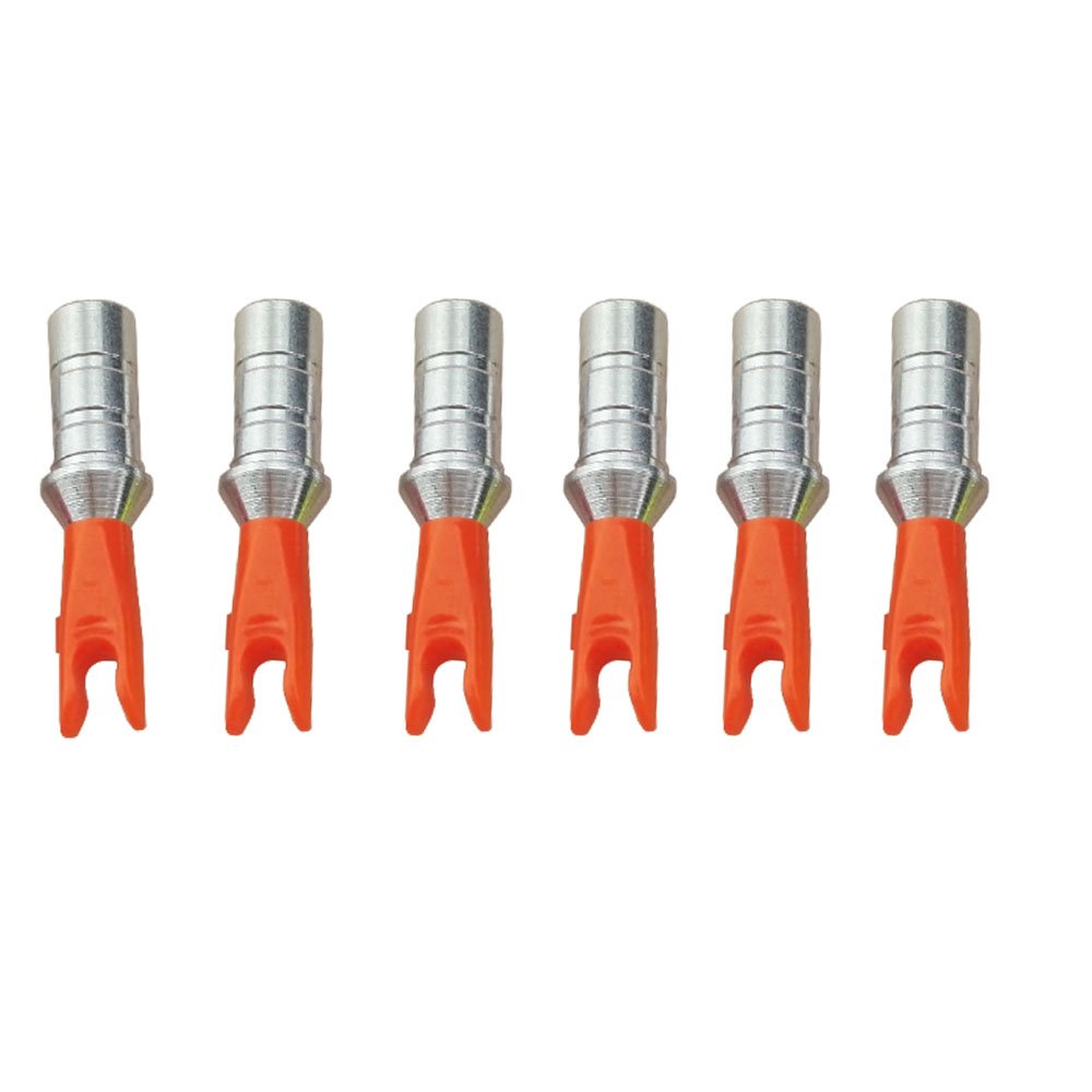 SHARROW 30Pcs Archery Arrow Aluminum Pin Nock and Plastic Nocks for ID 6.2mm Arrow Shaft (orange)