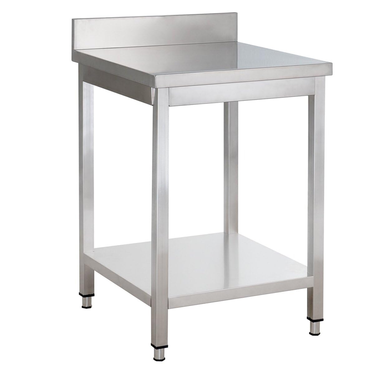 GastroHero Arbeitstisch 70x70 cm, Edelstahl YATS77A | Grundboden und Aufkantung, AISI 201, verstärkte Arbeitsplatte, höhenverstellbare Füße, Gastronomie, Profi Küchen