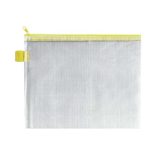 BDS Mesh Zip Bag 255x205mm Yellow (Pack of 5) Zipper Yellow+ Free finchley Refill Pen