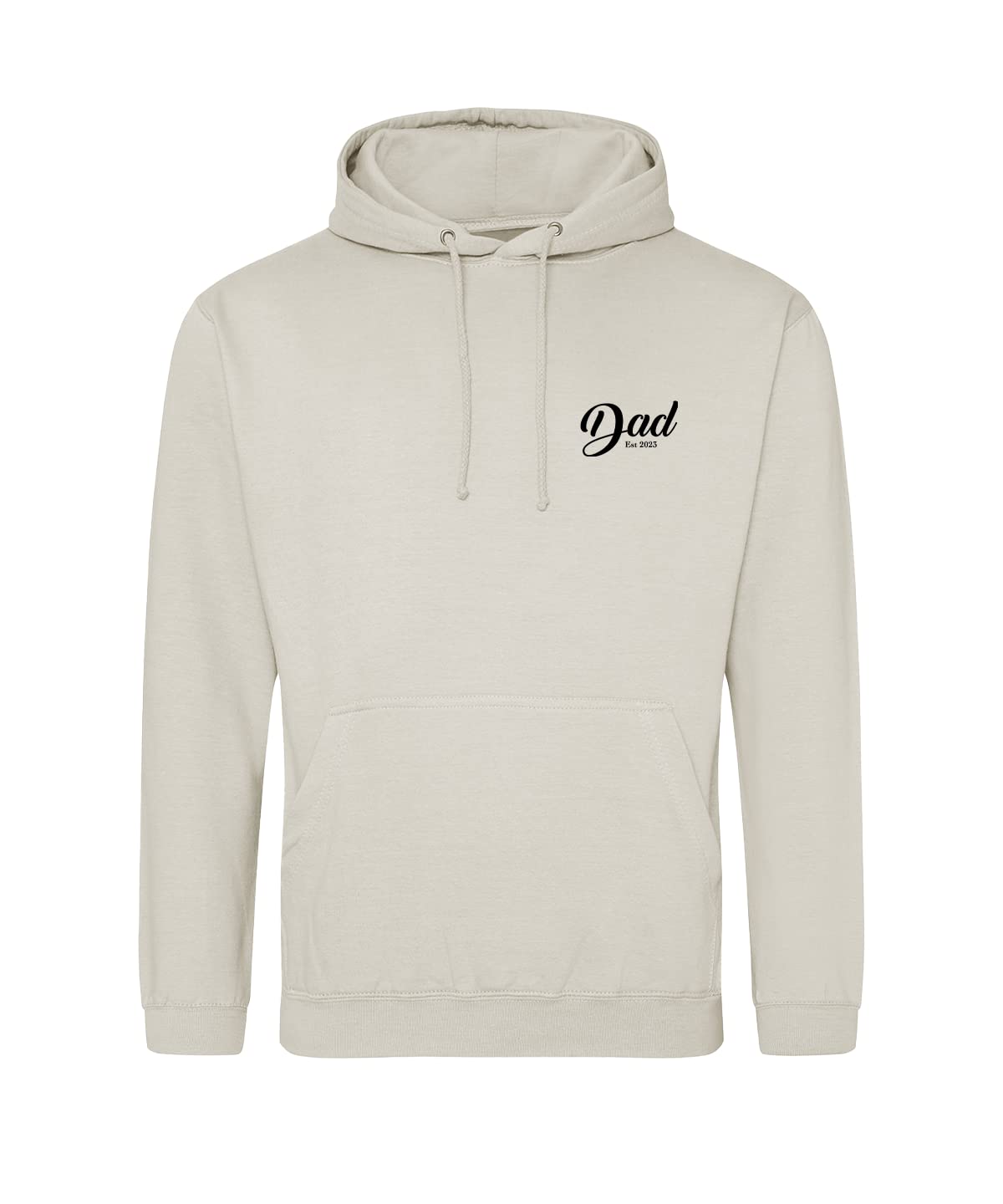 Smartypants Unisex Natural Personalised Date Dad Est. Hoodie Pullover - Father's Day Dad Daddy New Dad Expecting Mens (Large, )