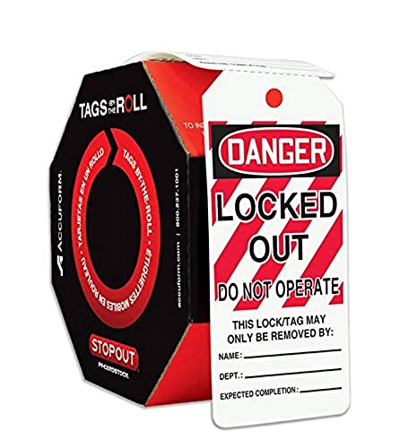 Accuform Signs TAR426 OSHA "Danger-Locked Out Do Not Operate" Safety Tag, Capacity, Volume, PF-Cardstock, Standard, Black/Red/White