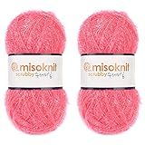 Misoknit Pastel Scrubby Yarn for dishcloths Crocheting 2 Skeins Polyester 100%, 2.8oz(80g) Each, 196
