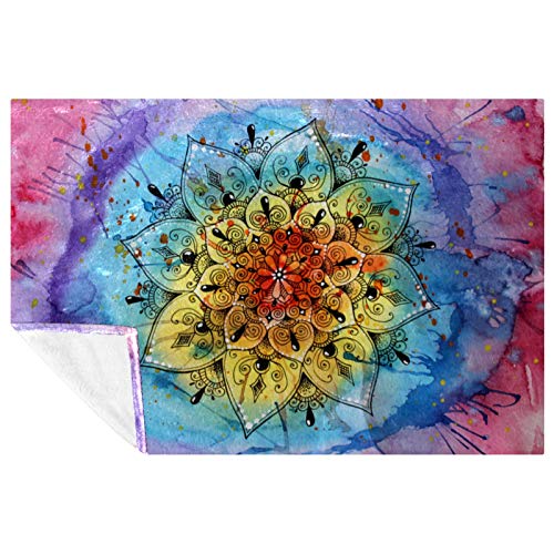 Couverture mandala aquarelle plaid lit et canapé de 150x100 cm - 2