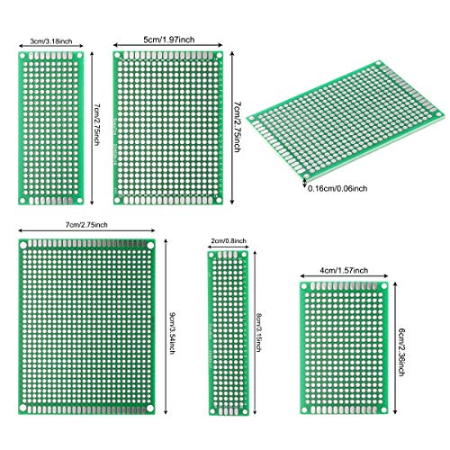 DEYUE 60 Pcs PCB Perforated Printed Circuits Boards Kit | 28 Double-Sided Prototyping PCBs Circuit Boards | 20 Female/Male Header Connector Pin | 12 PCB Terminal Blocks and A Happy DIY