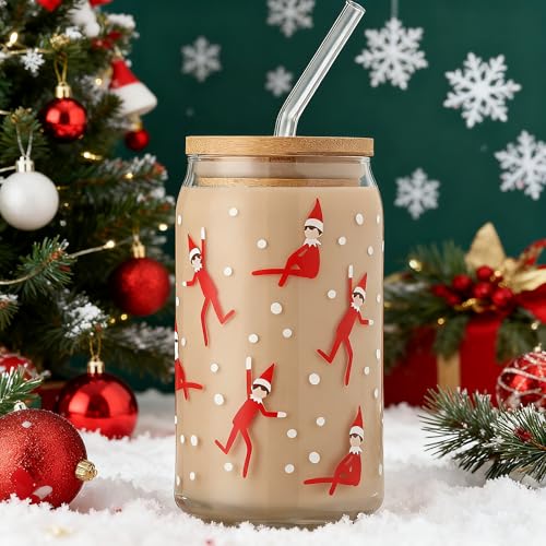 Elf on the Shelf Glass Cup