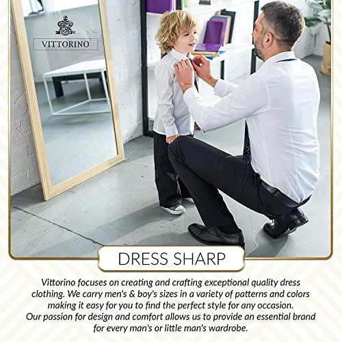 Vittorino Boy's Linen Look 4 Piece Suit Set With Vest Pants Shirt And Tie, Size 8, Light Blue/Plaid Tie #TOP5