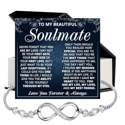 To My Beautiful Soulmate Bracelet For Women, Soulmate Bracelets For Wife From Husband, Gifts For Girlfriend Bracelet, Infinity Knot Bracelets For Fiancee With Heartfelt Message Card & Gift Box3