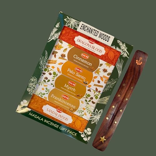 HEM Premium MasalaEnchanted Woods Series Incense Sticks pack of 6 (15g Each) GIFT PACK with DHS incense sticks holder…