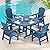SERWALL 5-Piece Patio Dining Sets, HDPE Outdoor Table and Chairs Furniture Set, 45" Round Dining Table and 4 Adirondack Dining Chair, Navy