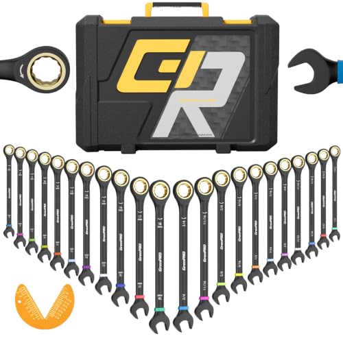 GRENPRO 23PCS Ratcheting Combination Wrench Set SAE & Metric Open End Tools