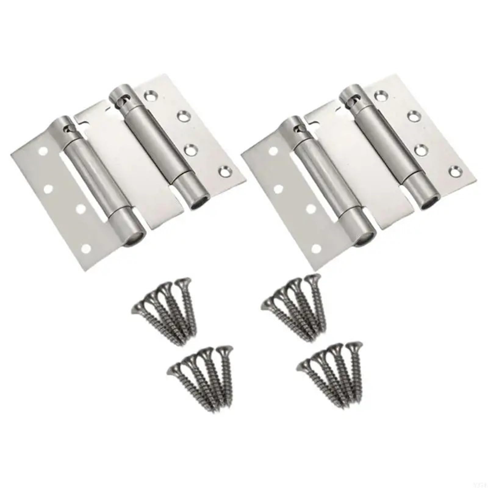 2pcs Double Action Door Hinge Set Reversible Auto Close Spring Hinges for Repair(Brushed,4inches)