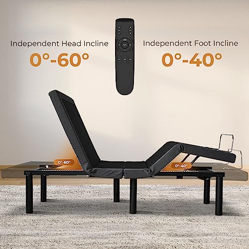 Zevemomo Adjustable Bed Base, Twin Xl Size Bed Frame With Head And Foot Incline, Ergonomic Upholstered Bed Base With Wireless Remote, Adjustable Bed Mattress Base For Home #TOP1
