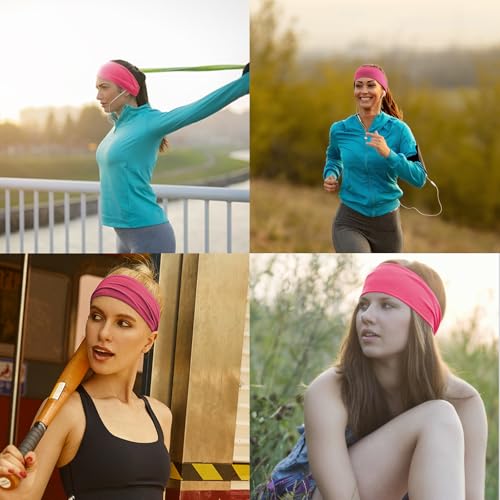 Image of DRESHOW Yoga Sports Headbands for Women Elastic Non-Slip Headbands Workout Running Hair Bands 6 Pack