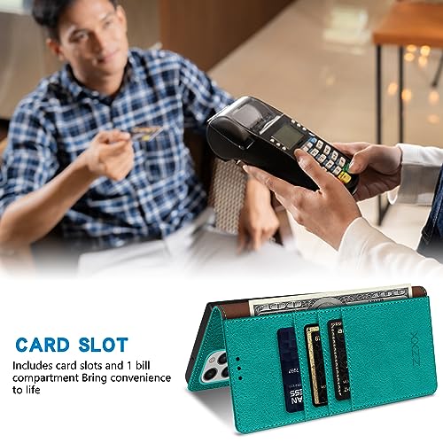 Image of ZZXX for iPhone 13 Pro Wallet Case Strong Magnetic 6.1 inch,Lake Blue