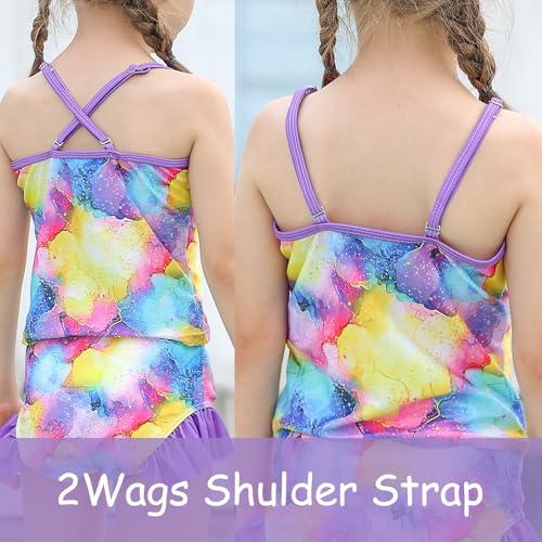 Image of BFUSTYLE Girls Swimsuit 3 Pieces Rash Guard Kids Long Sleeves Bathing Suit 3-8 Years Sun Proction Swimwear Tankini