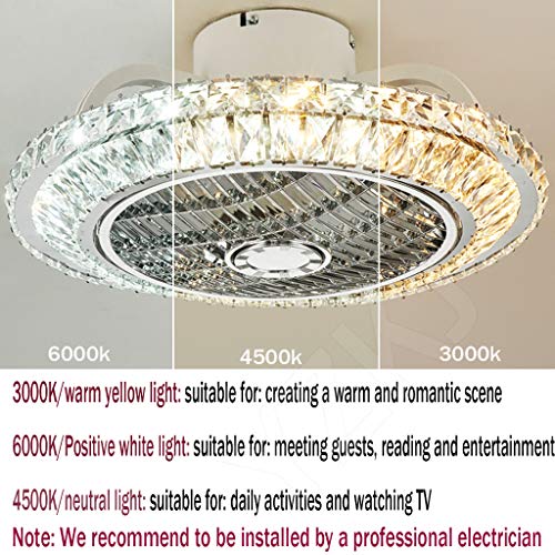 Ventilador de techo con luz para dormitorio y sala de estar con aspas ocultas 5