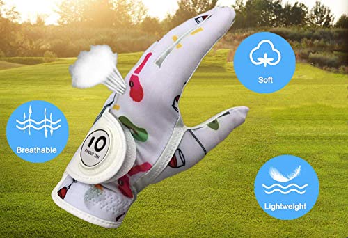 Golf Gloves Women Left Hand Right Cabretta Leather with Ball Marker Full Finger/Nail Colors Value Pack - Image 4