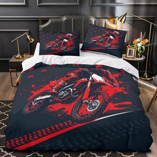 Housse de couette motocross 140x200 parure de lit microfibre 3D