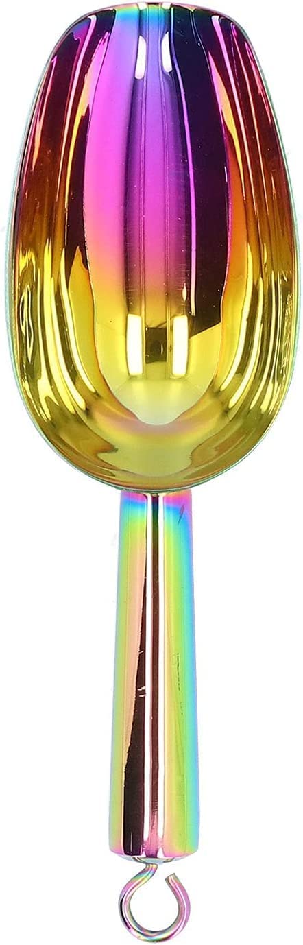 AKAZI Eisschaufel, Lebensmittelschaufel aus Edelstahl, Mehrzweck-Eiskratzerschaufel mit Fingerrillengriff, 2 Farben für Sie Löffel (Color : Colorful) (Colorful)
