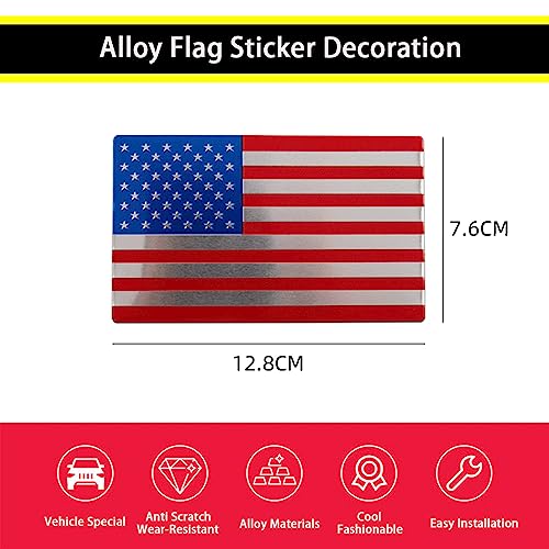 Image of XMUINT Metal American Flag Emblem, 2 Packs 5 inch USA Car Military Patriotic Sticker, Alloy Bumper Fender Door Window Trunk Engine Hood Decal for Car Truck SUV Color
