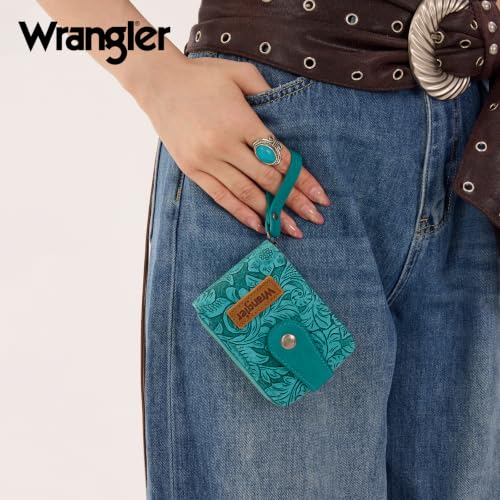 Image of Wrangler Small Wallet for Women Western Tooling Floral Credit Card Holder | Small Wallet with Rfid Blocking Zipper Around, 15 Card Slots, Compact & Minimalist, Easy to Carry, Gift for Female Ladies