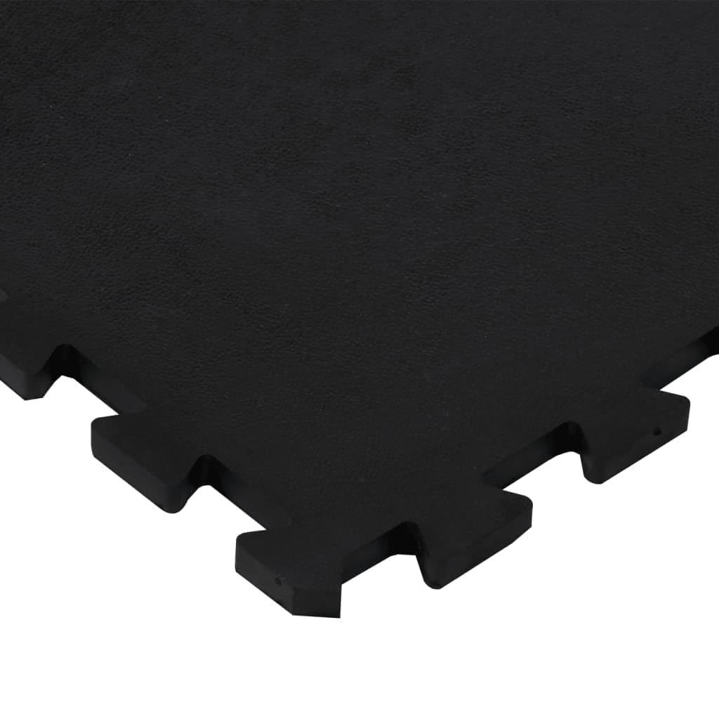 Gummi-Bodenfliese Schwarz 12 mm 100x100 cm, ineinander greifende Gummimatte stoßdämpfend für Fitnessstudio, rutschfeste Unterseite, verschleißfest und geräuschreduzierend, leicht