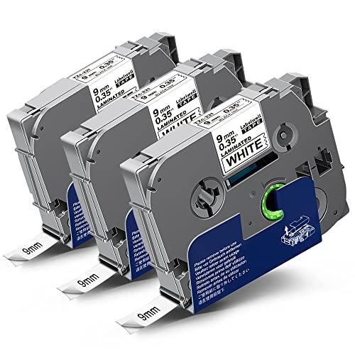 Labelwell Kompatibel TZe-221 TZ-221 Schriftband Ersatz für Brother Tze 9mm Tze221 Schwarz auf Weiß für P-touch PT-H105 H100LB PT-1000 PT-D210VP D600VP D400 PT-H107B P700 PT-H100R PT-H105WB PT-P750W Cover