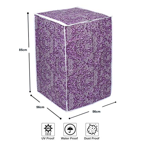Image of Classic Top Load Washing Machine Cover Suitable for LG 6 Kg, 6.2 Kg, 6.5 Kg, 7 Kg (56cmsX56cmsX85cms, Purple Flower)