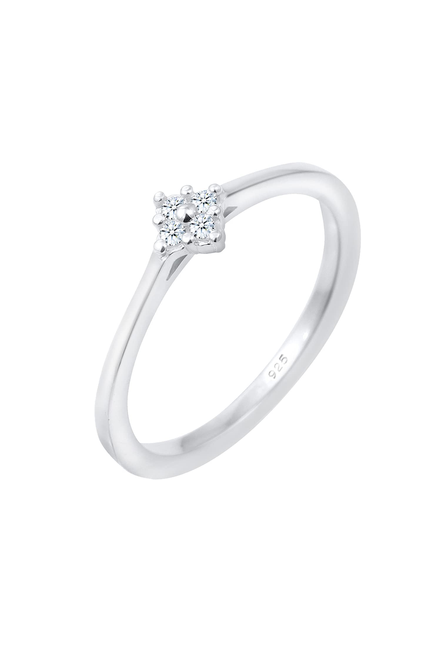 Elli Ring Woman Engagement Classic with Diamond (0.08 ct.) in 925 Sterling Silver Gold Plated