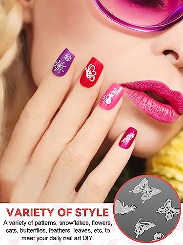 6PCS Nail Stamping Plates Kit, EBANKU Stamping Plates for Gel Polish with 1 Nail Stamper & 1 Nail Scraper, Flower Animal Pattern Manicure Print Tools for DIY Nail Art Designs - Image 6