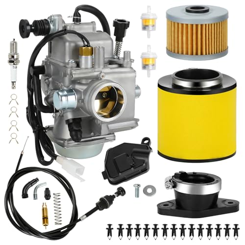 XIKOBY TRX350 Carburetor Kit Compatible with Rancher 350 2000-2006 TRX350TM TRX350TE TRX350ES TRX350FE Fourtrax 300 TRX300 Foreman ATV 4 Wheeler Replacement Parts with Oil Air Filter (Male Plug)